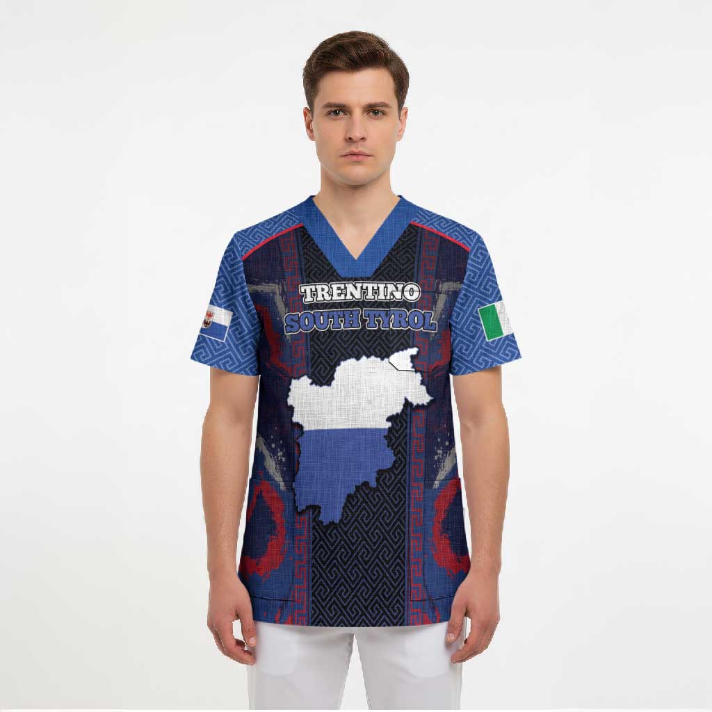 Personalized Italy Trentino-South Tyrol Scrub Top Coat Of Arms Eagle And Roman Patterns