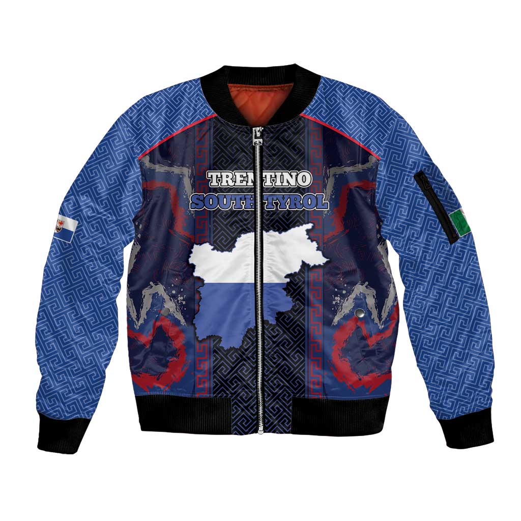 Personalized Italy Trentino-South Tyrol Sleeve Zip Bomber Jacket Coat Of Arms Eagle And Roman Patterns