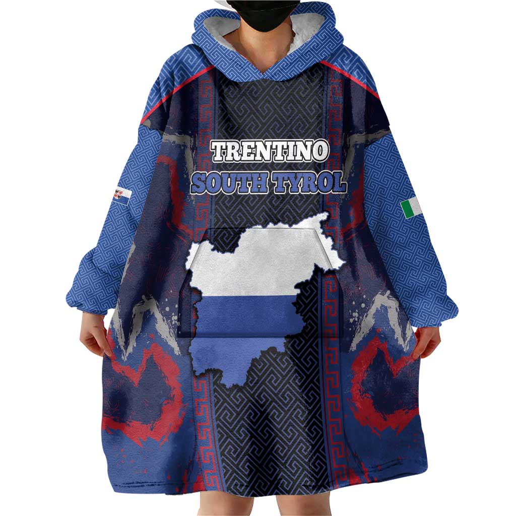 Personalized Italy Trentino-South Tyrol Wearable Blanket Hoodie Coat Of Arms Eagle And Roman Patterns