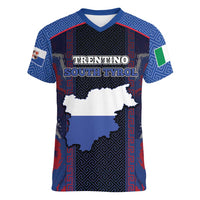 Personalized Italy Trentino-South Tyrol Women V-Neck T-Shirt Coat Of Arms Eagle And Roman Patterns