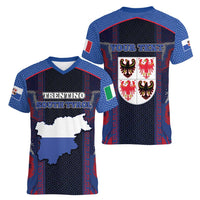 Personalized Italy Trentino-South Tyrol Women V-Neck T-Shirt Coat Of Arms Eagle And Roman Patterns