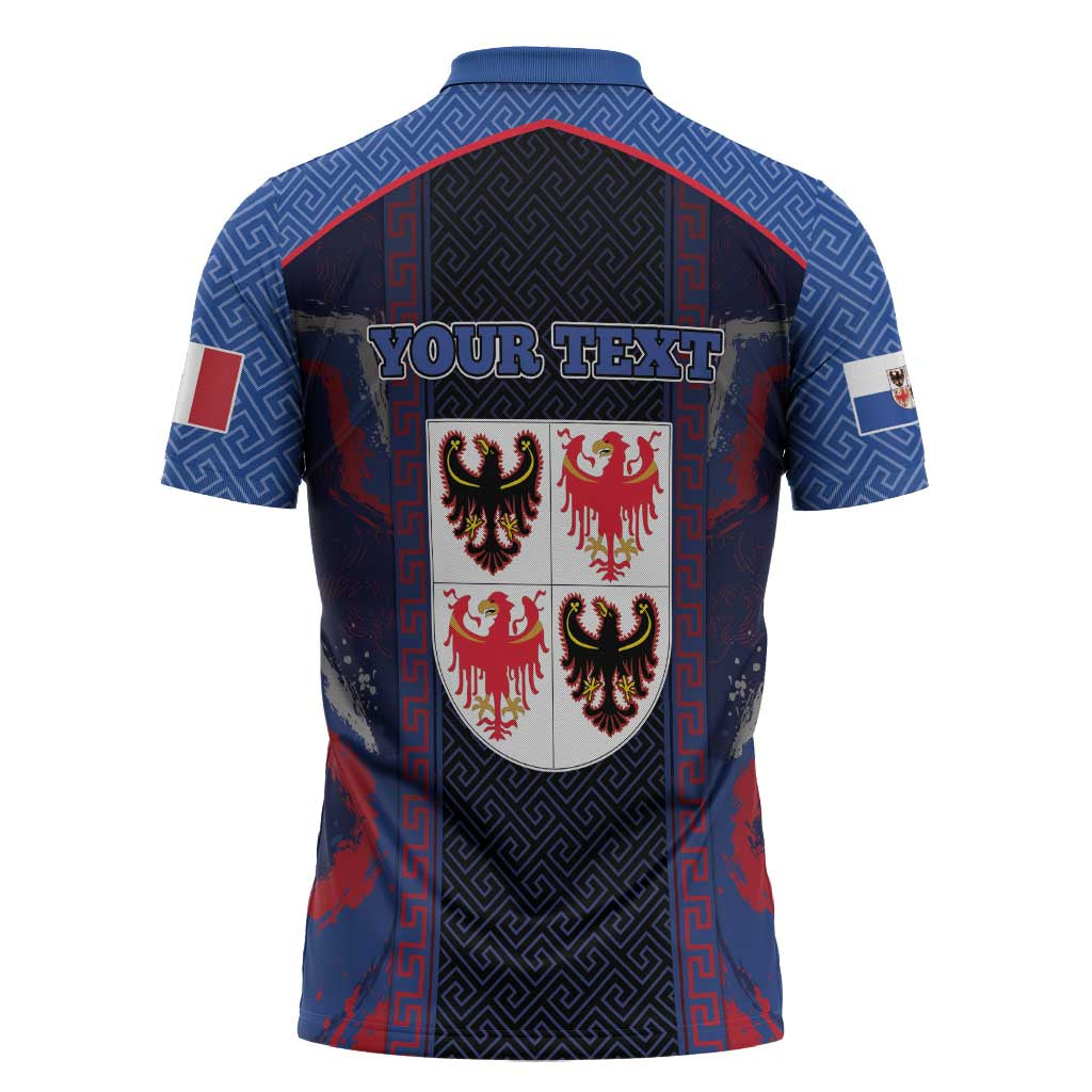 Personalized Italy Trentino-South Tyrol Zipper Polo Shirt Coat Of Arms Eagle And Roman Patterns