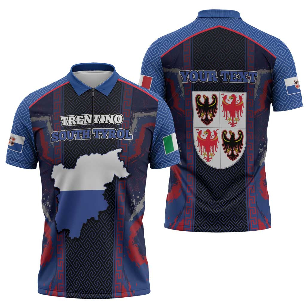 Personalized Italy Trentino-South Tyrol Zipper Polo Shirt Coat Of Arms Eagle And Roman Patterns