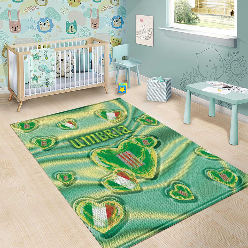 Italy Umbria Area Rug Flag Emerald Heart Candy