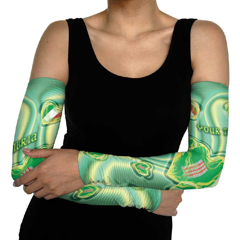 Personalized Italy Umbria Arm Sleeves Flag Emerald Heart Candy