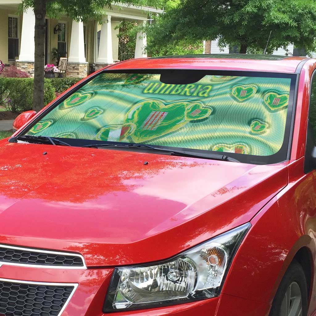 Italy Umbria Auto Sun Shade Flag Emerald Heart Candy