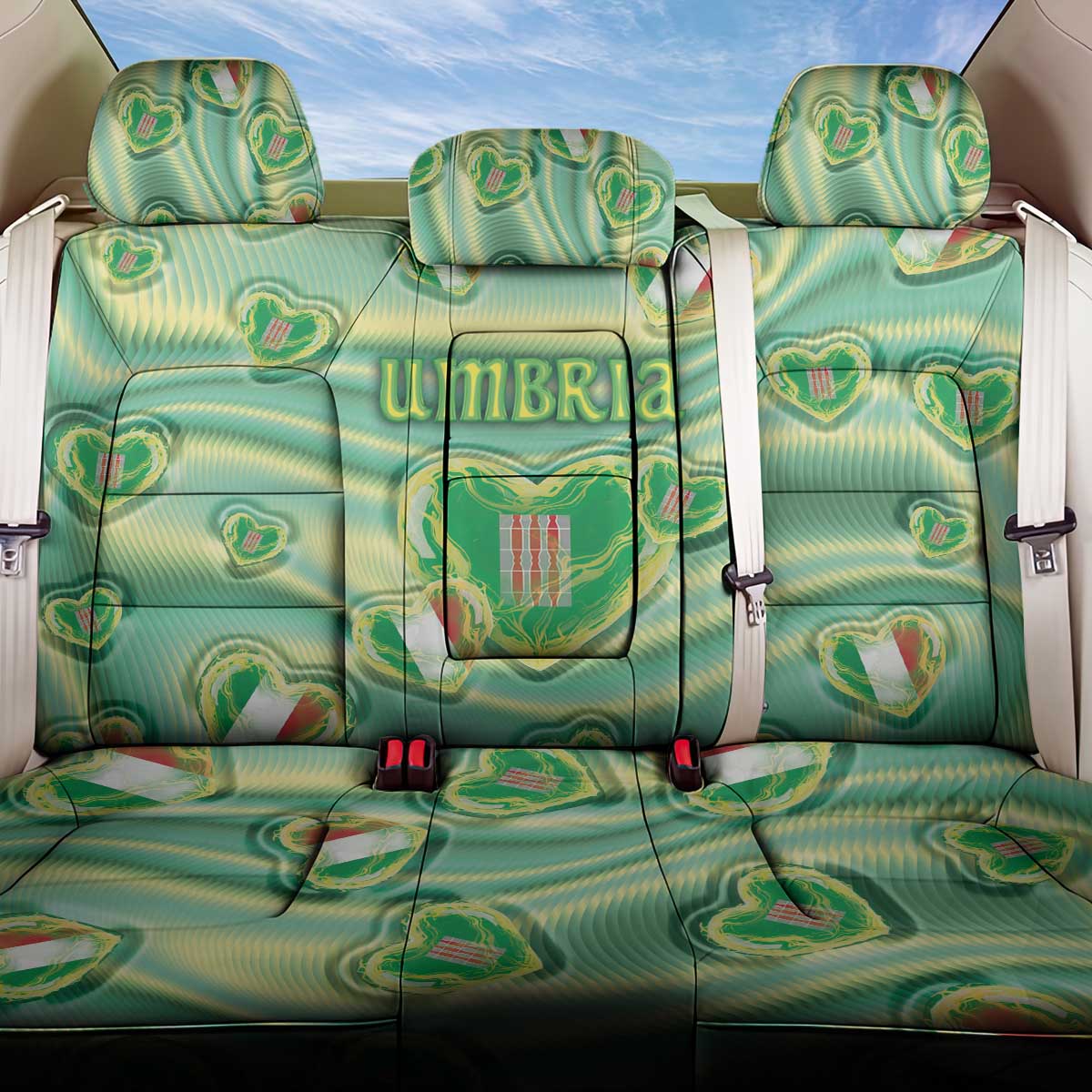 Italy Umbria Back Car Seat Cover Flag Emerald Heart Candy