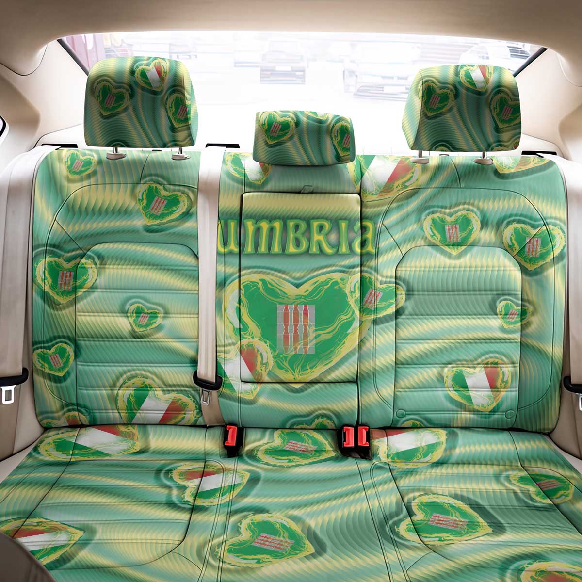 Italy Umbria Back Car Seat Cover Flag Emerald Heart Candy