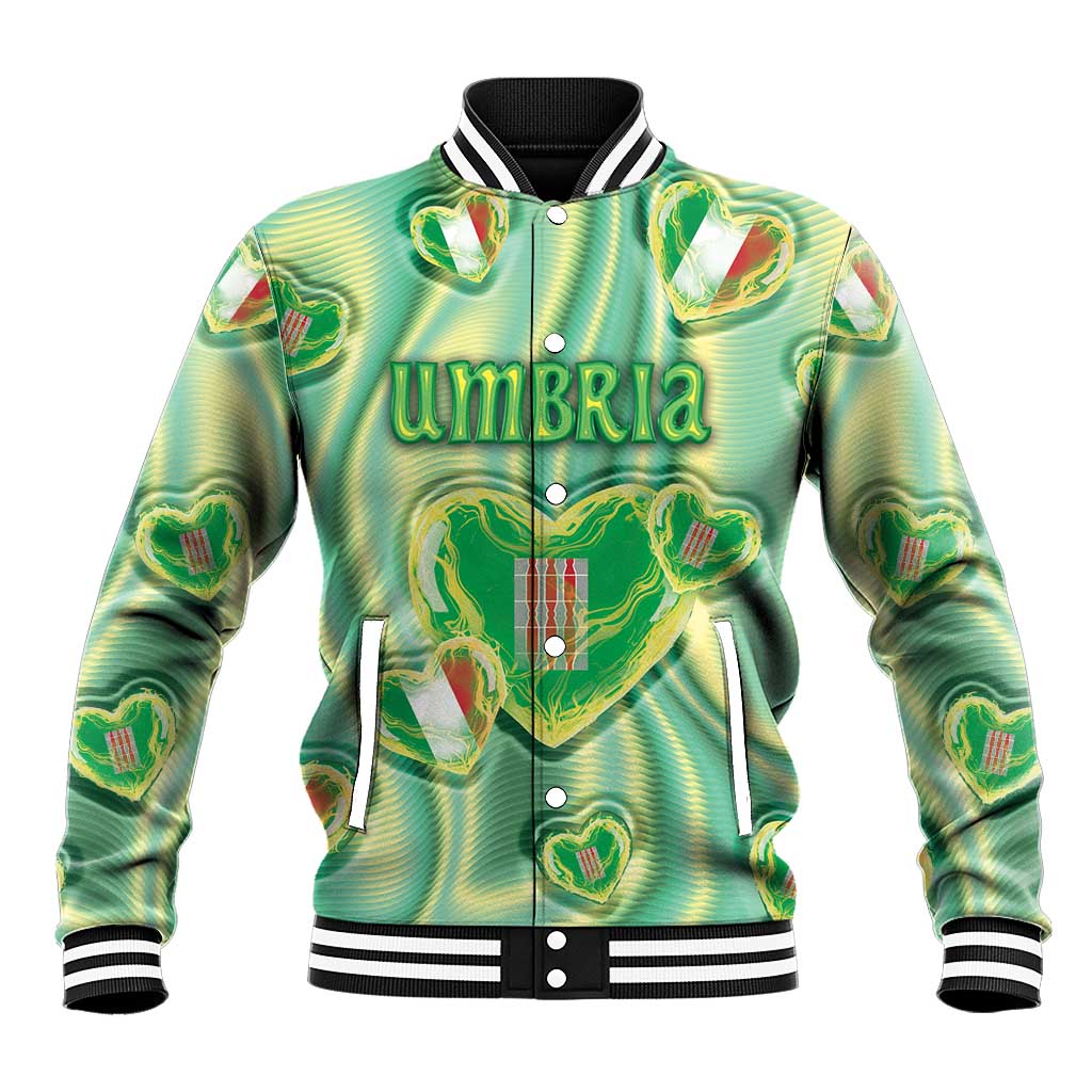 Personalized Italy Umbria Baseball Jacket Flag Emerald Heart Candy