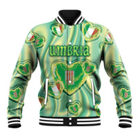Personalized Italy Umbria Baseball Jacket Flag Emerald Heart Candy