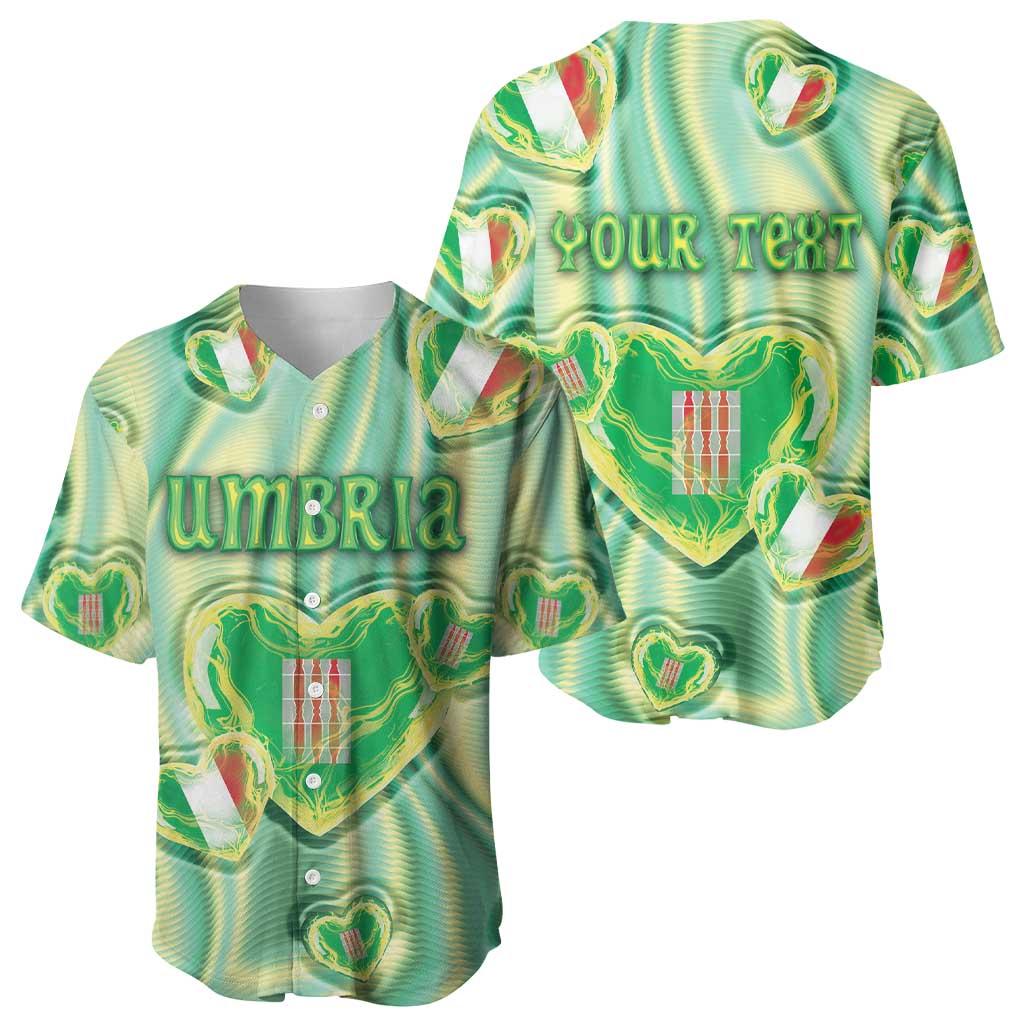 Personalized Italy Umbria Baseball Jersey Flag Emerald Heart Candy