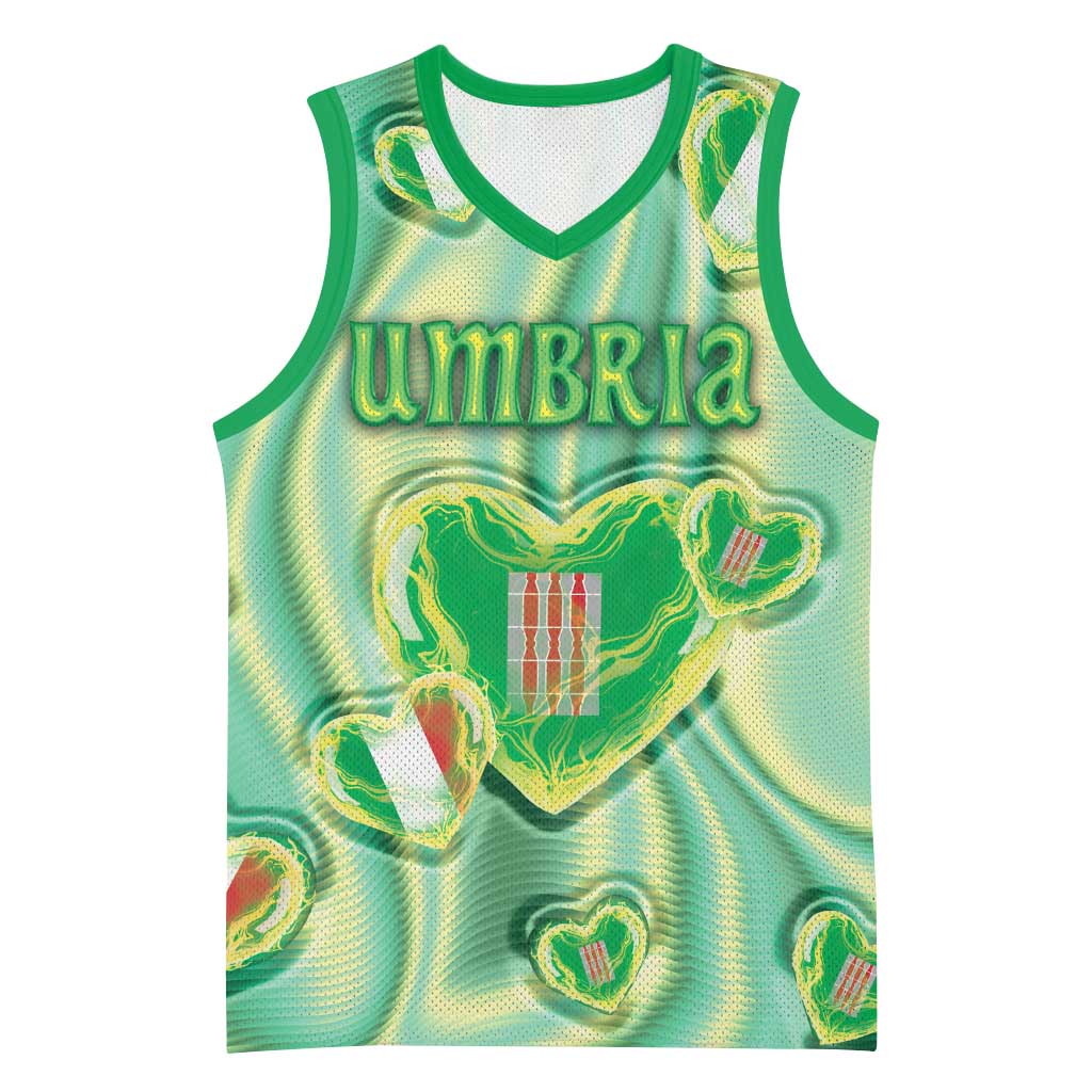 Personalized Italy Umbria Basketball Jersey Flag Emerald Heart Candy