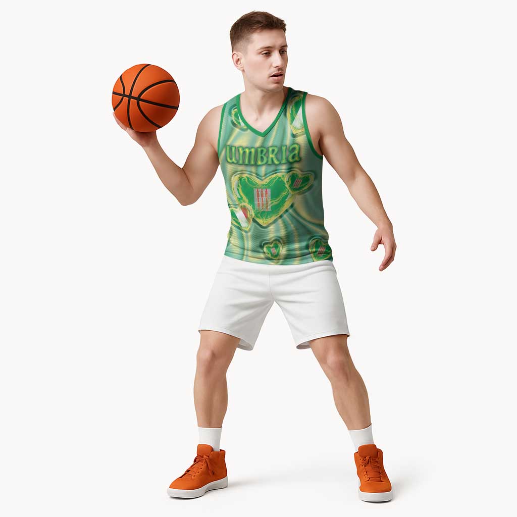 Personalized Italy Umbria Basketball Jersey Flag Emerald Heart Candy