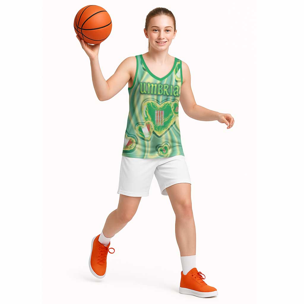 Personalized Italy Umbria Basketball Jersey Flag Emerald Heart Candy