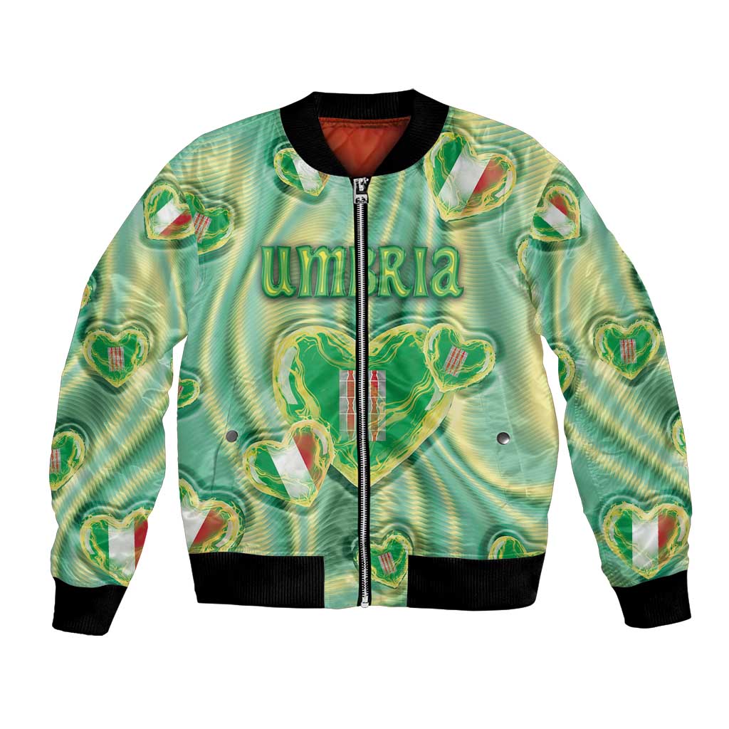 Personalized Italy Umbria Bomber Jacket Flag Emerald Heart Candy