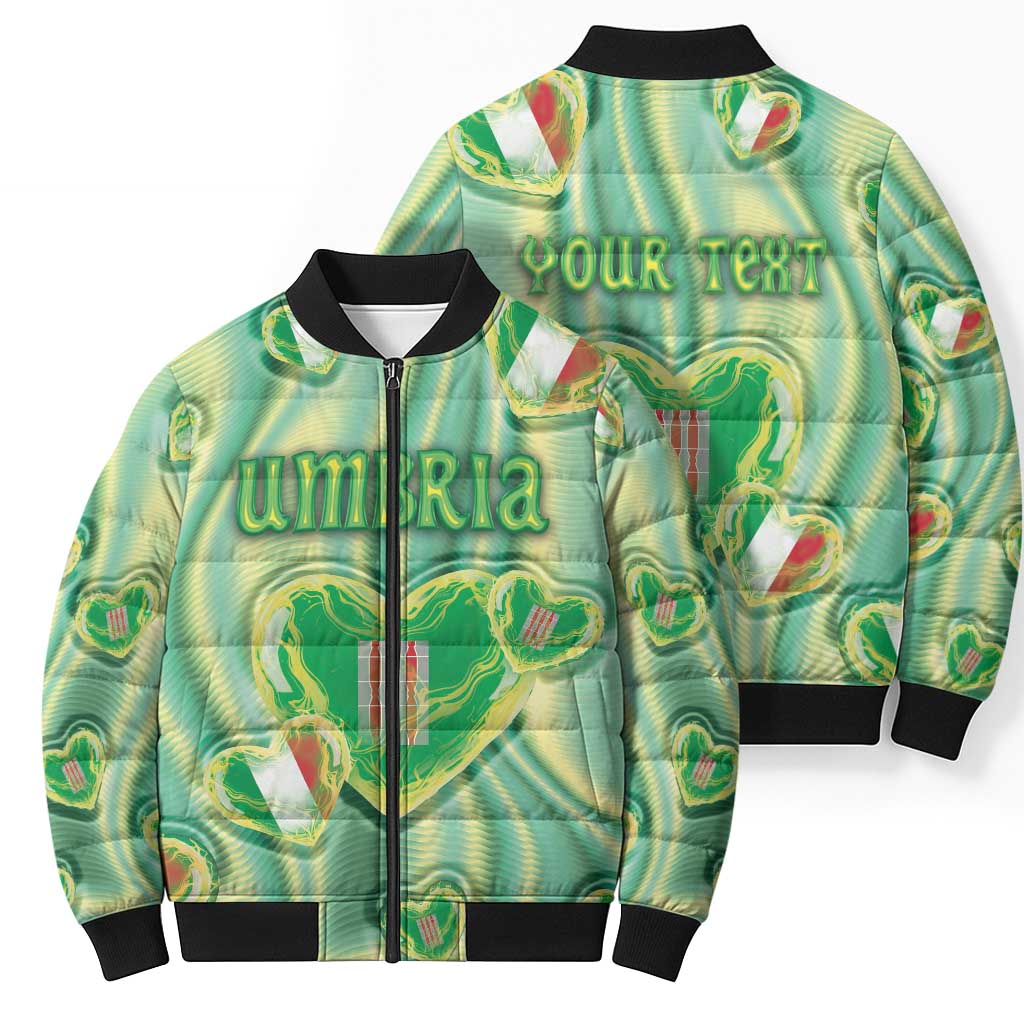 Personalized Italy Umbria Bomber Puffer Jacket Flag Emerald Heart Candy