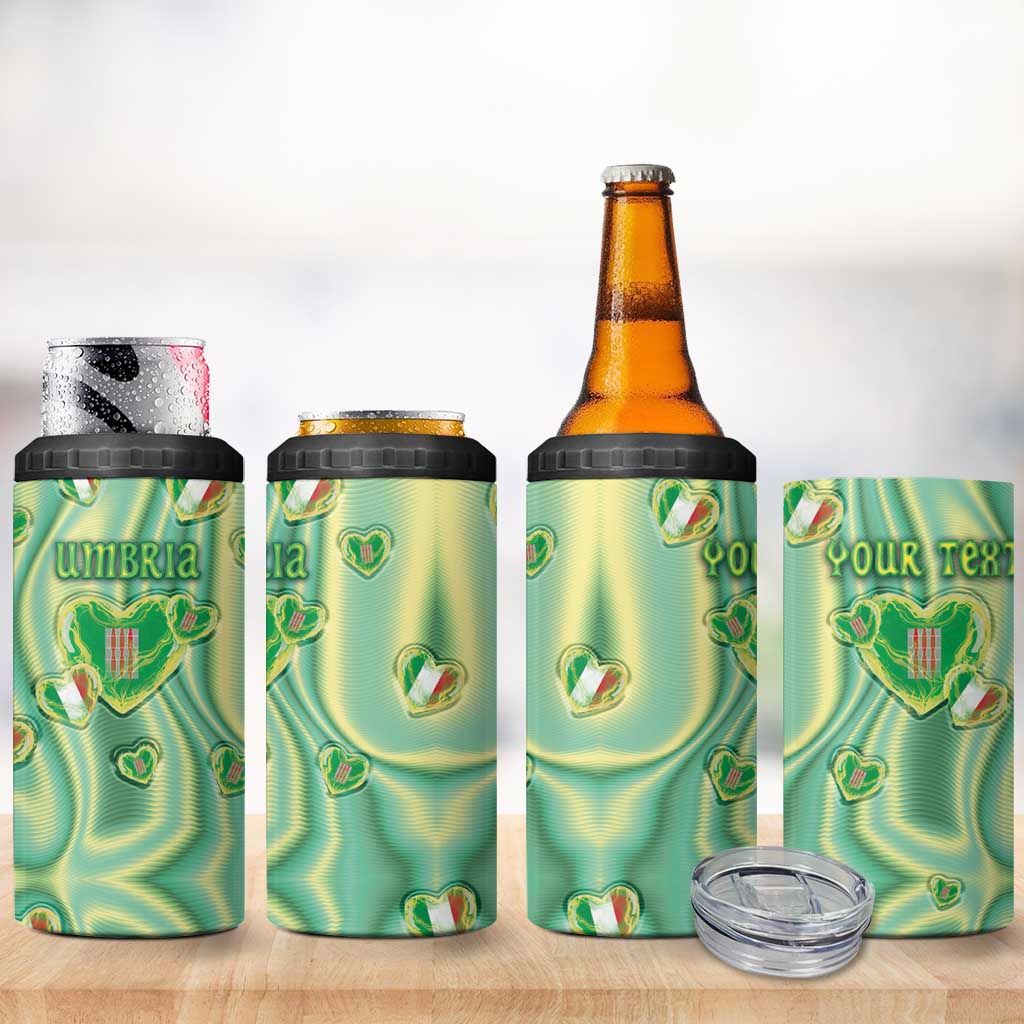 Personalized Italy Umbria 4 in 1 Can Cooler Tumbler Flag Emerald Heart Candy