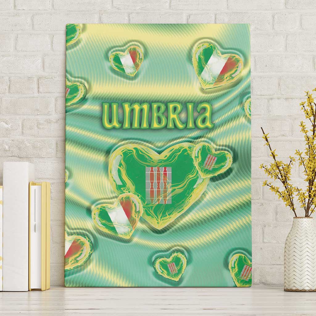 Italy Umbria Canvas Wall Art Flag Emerald Heart Candy