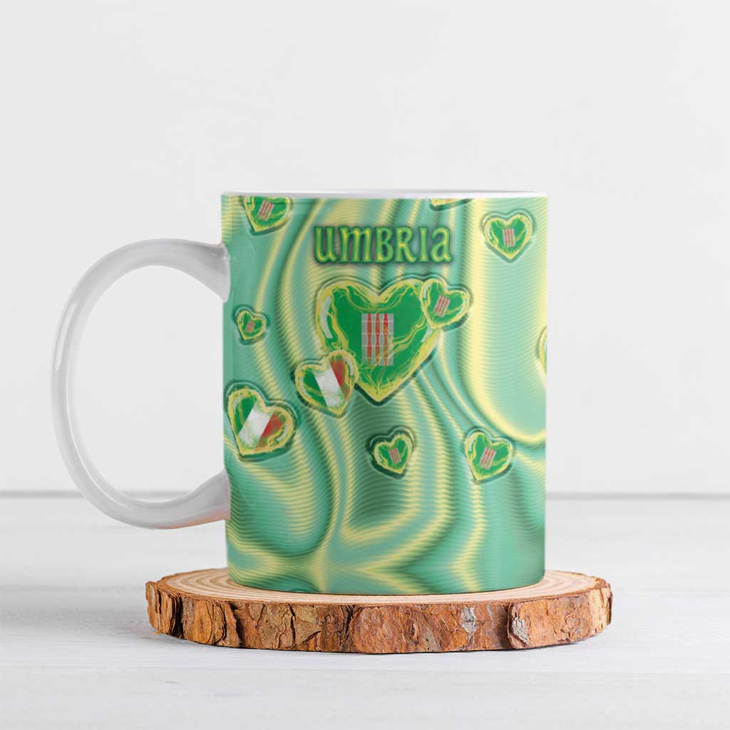 Personalized Italy Umbria Ceramic Mug Flag Emerald Heart Candy