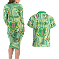 Personalized Italy Umbria Couples Matching Long Sleeve Bodycon Dress and Hawaiian Shirt Flag Emerald Heart Candy