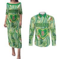 Personalized Italy Umbria Couples Matching Puletasi and Long Sleeve Button Shirt Flag Emerald Heart Candy