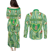 Personalized Italy Umbria Couples Matching Puletasi and Long Sleeve Button Shirt Flag Emerald Heart Candy