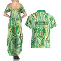 Personalized Italy Umbria Couples Matching Summer Maxi Dress and Hawaiian Shirt Flag Emerald Heart Candy