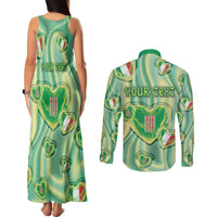 Personalized Italy Umbria Couples Matching Tank Maxi Dress and Long Sleeve Button Shirt Flag Emerald Heart Candy