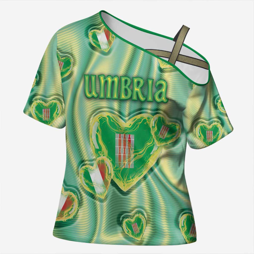 Personalized Italy Umbria Cross Shoulder Shirt Flag Emerald Heart Candy