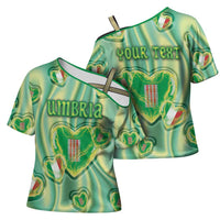 Personalized Italy Umbria Cross Shoulder Shirt Flag Emerald Heart Candy