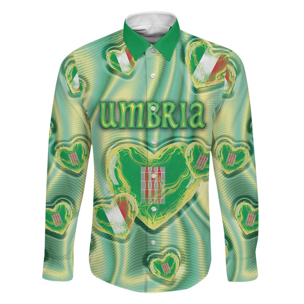 Personalized Italy Umbria Family Matching Long Sleeve Bodycon Dress and Hawaiian Shirt Flag Emerald Heart Candy