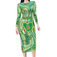 Personalized Italy Umbria Family Matching Long Sleeve Bodycon Dress and Hawaiian Shirt Flag Emerald Heart Candy
