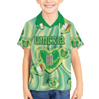 Personalized Italy Umbria Family Matching Long Sleeve Bodycon Dress and Hawaiian Shirt Flag Emerald Heart Candy