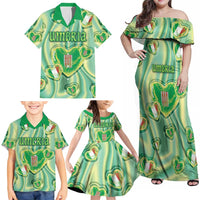 Personalized Italy Umbria Family Matching Off Shoulder Maxi Dress and Hawaiian Shirt Flag Emerald Heart Candy