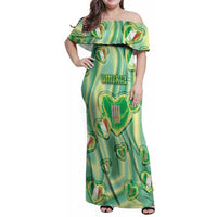 Personalized Italy Umbria Family Matching Off Shoulder Maxi Dress and Hawaiian Shirt Flag Emerald Heart Candy