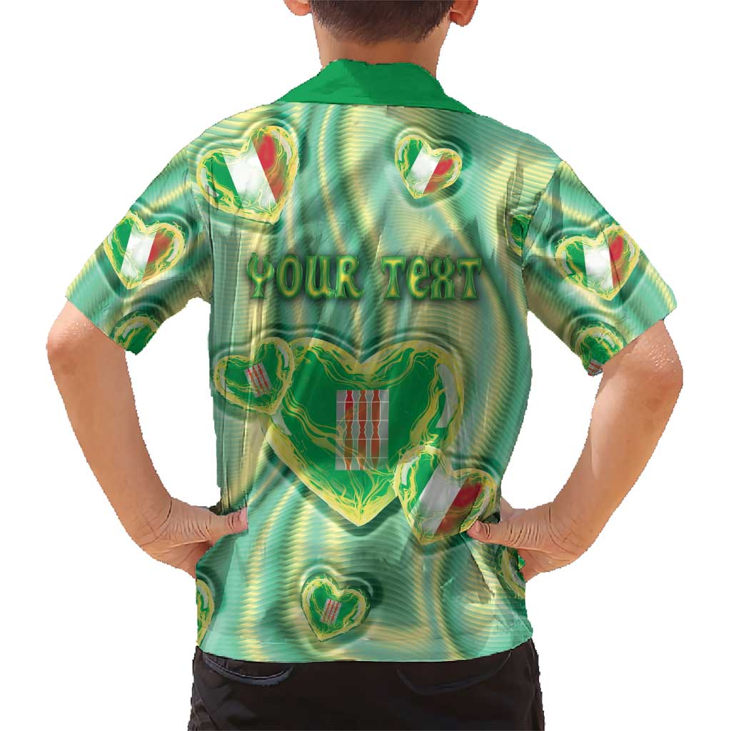Personalized Italy Umbria Family Matching Short Sleeve Bodycon Dress and Hawaiian Shirt Flag Emerald Heart Candy