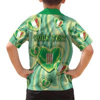 Personalized Italy Umbria Family Matching Short Sleeve Bodycon Dress and Hawaiian Shirt Flag Emerald Heart Candy