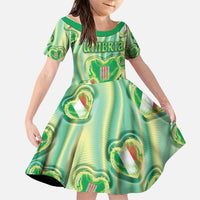 Personalized Italy Umbria Family Matching Short Sleeve Bodycon Dress and Hawaiian Shirt Flag Emerald Heart Candy