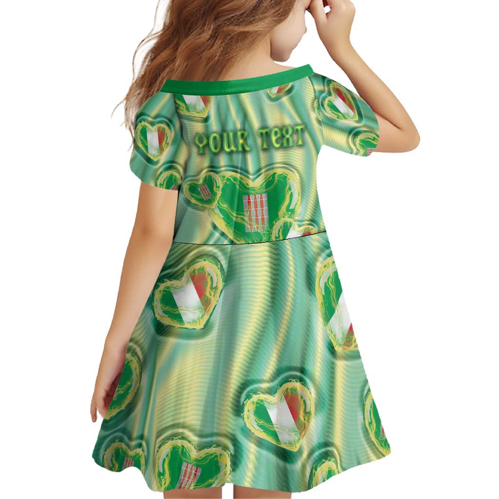 Personalized Italy Umbria Family Matching Short Sleeve Bodycon Dress and Hawaiian Shirt Flag Emerald Heart Candy