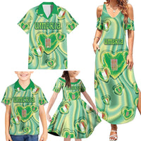 Personalized Italy Umbria Family Matching Summer Maxi Dress and Hawaiian Shirt Flag Emerald Heart Candy