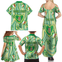 Personalized Italy Umbria Family Matching Summer Maxi Dress and Hawaiian Shirt Flag Emerald Heart Candy