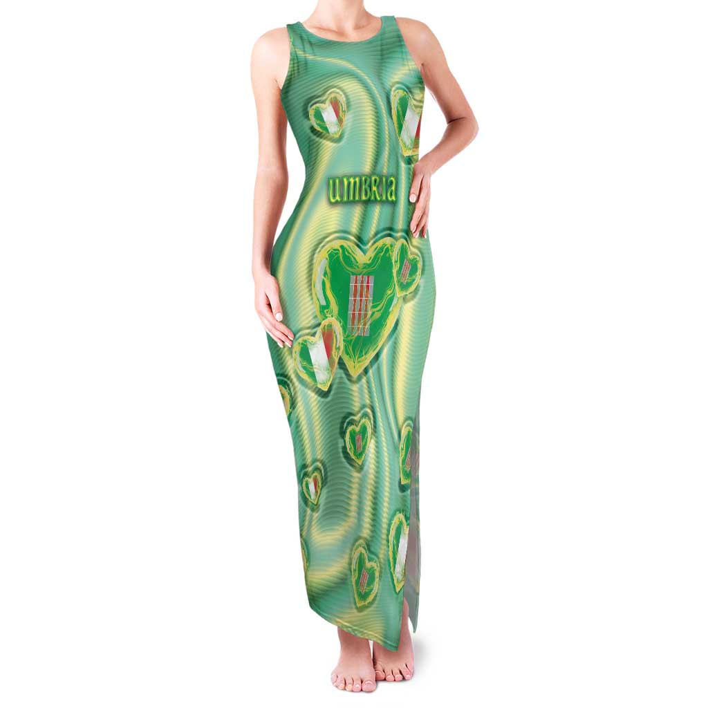 Personalized Italy Umbria Family Matching Tank Maxi Dress and Hawaiian Shirt Flag Emerald Heart Candy