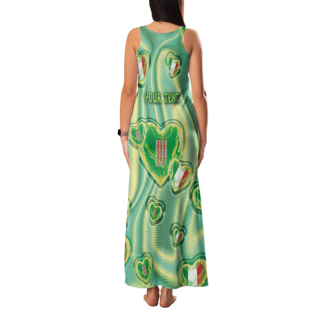 Personalized Italy Umbria Family Matching Tank Maxi Dress and Hawaiian Shirt Flag Emerald Heart Candy