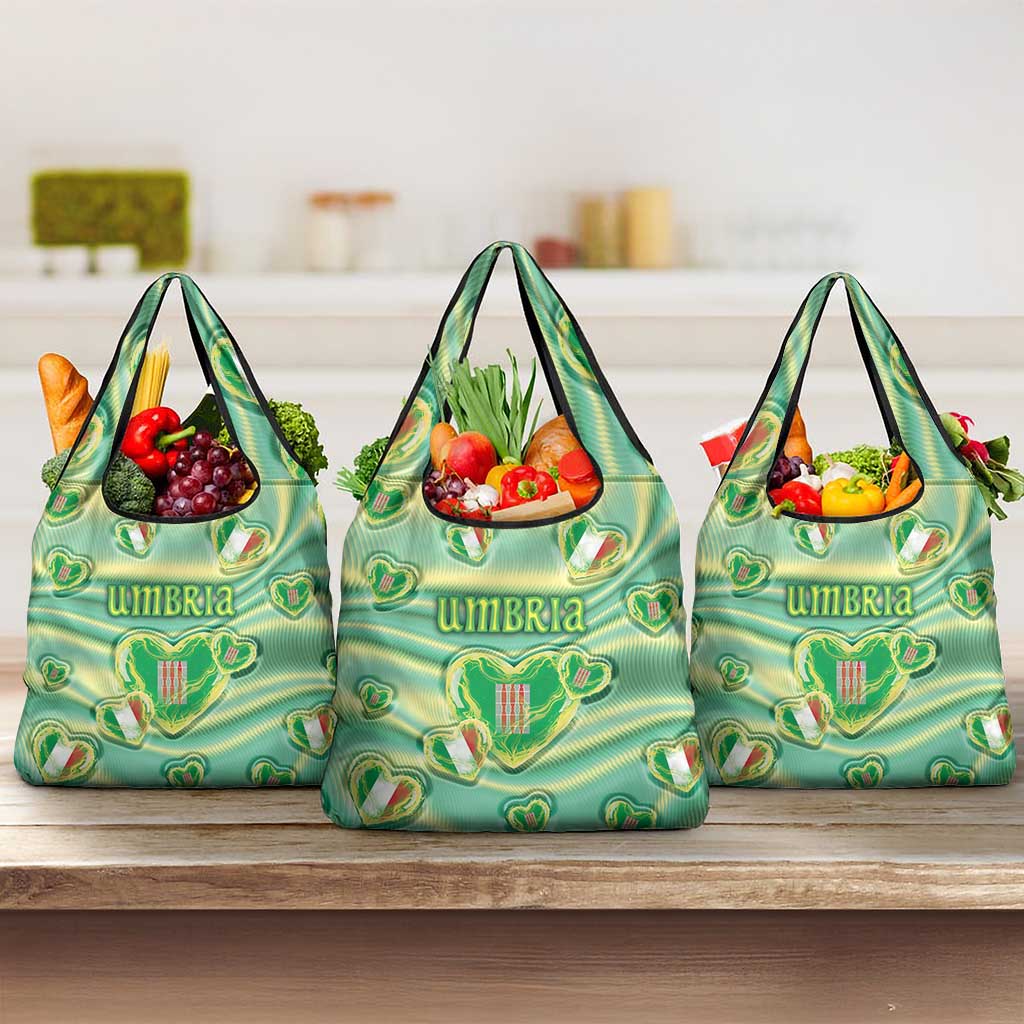 Italy Umbria Grocery Bag Flag Emerald Heart Candy