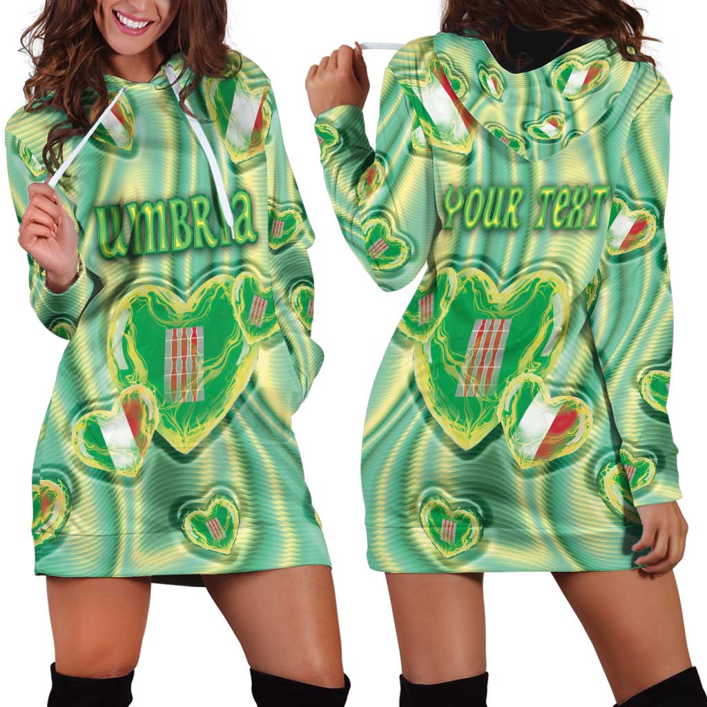 Personalized Italy Umbria Hoodie Dress Flag Emerald Heart Candy