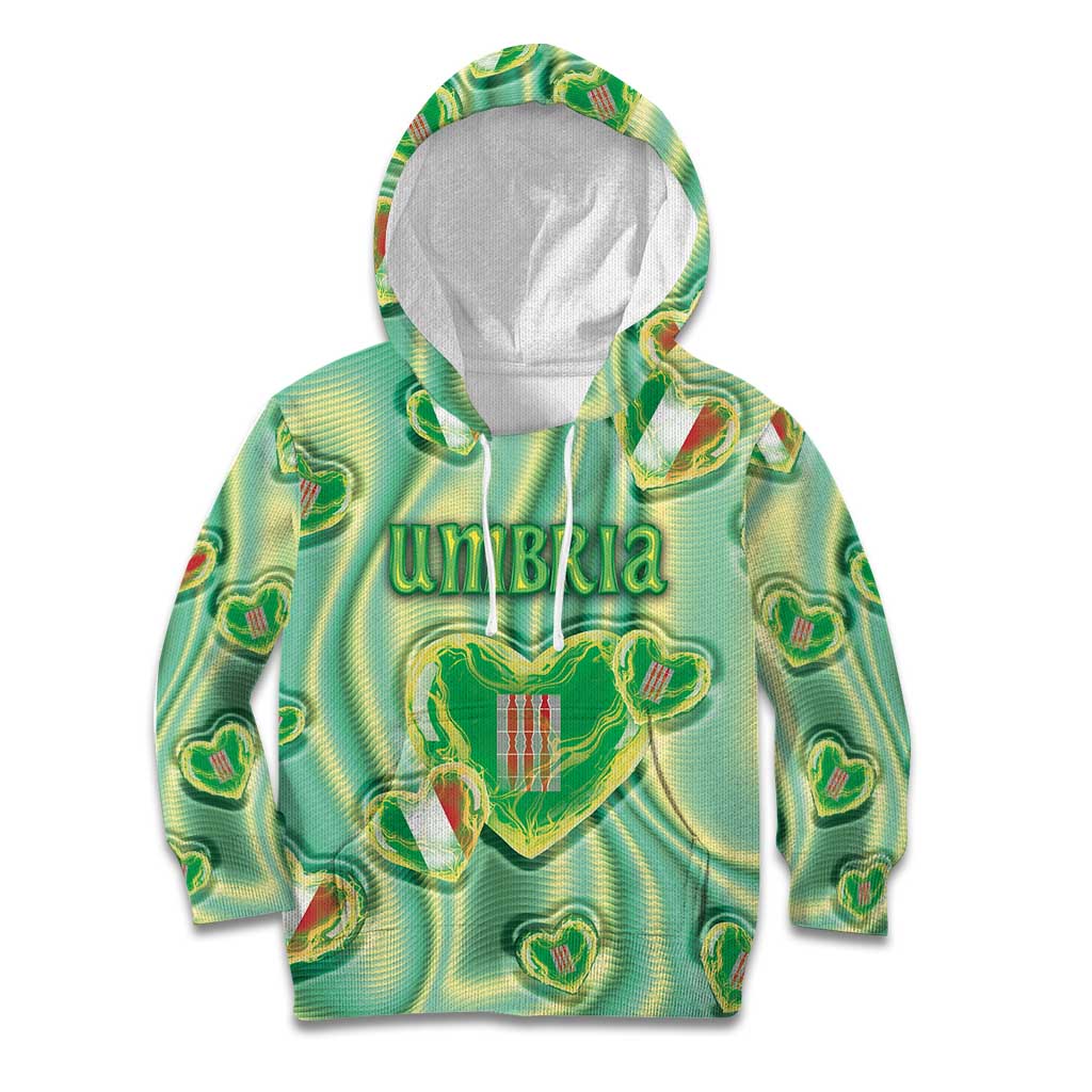 Personalized Italy Umbria Kid Hoodie Flag Emerald Heart Candy