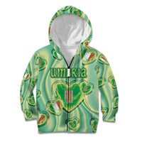 Personalized Italy Umbria Kid Hoodie Flag Emerald Heart Candy
