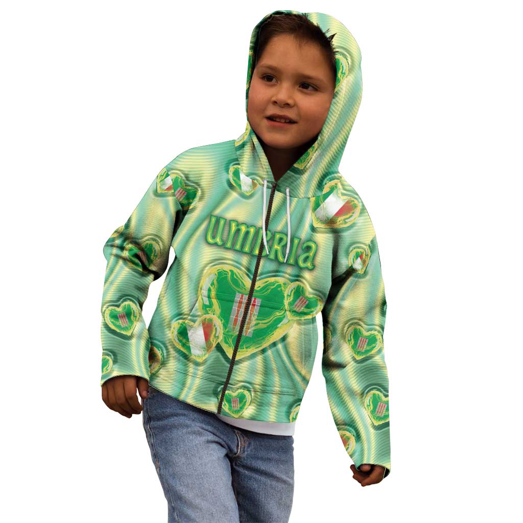 Personalized Italy Umbria Kid Hoodie Flag Emerald Heart Candy