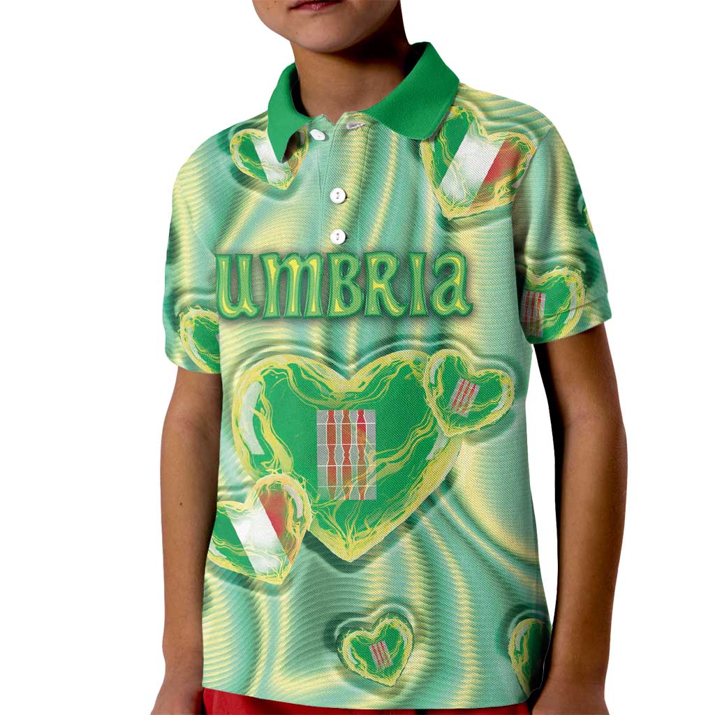 Personalized Italy Umbria Kid Polo Shirt Flag Emerald Heart Candy