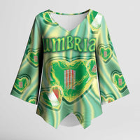 Personalized Italy Umbria Kimono Sleeve Blouse Flag Emerald Heart Candy